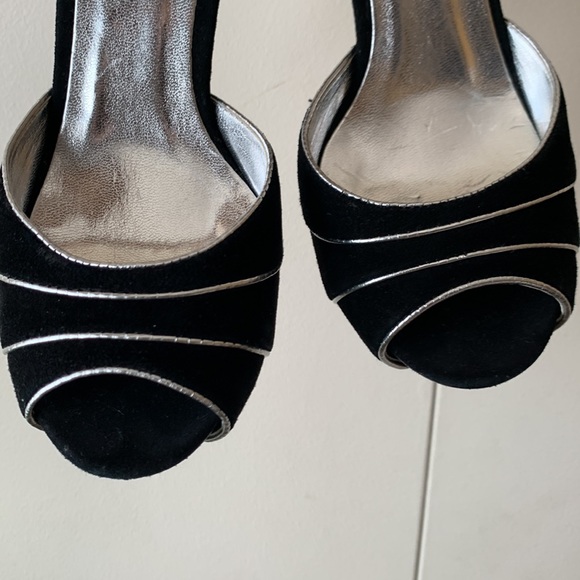 Arden B heels silver and black formal/cocktail/night out/party heels/leather - Picture 3 of 10